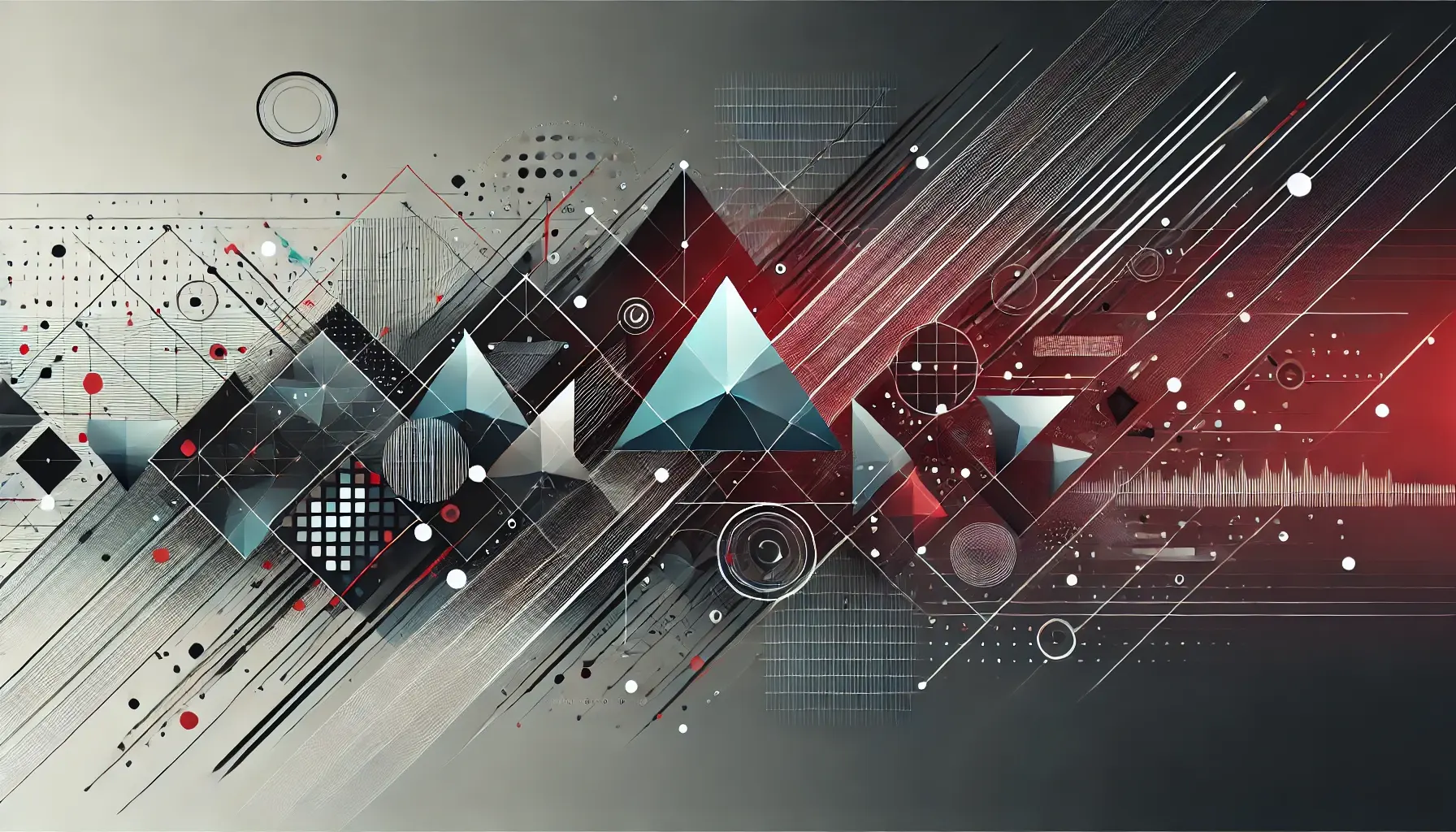 DALL·E 2024-10-14 12.28.55 - Create another abstract banner-style image with geometric shapes, especially triangles, incorporating futuristic elements like digital patterns, data 